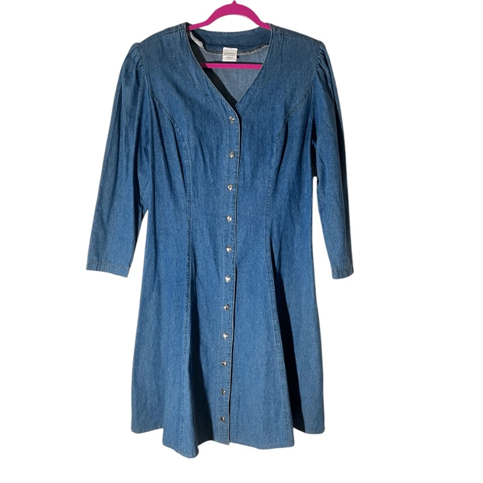 Corbata corsé Fredricks of Hollywood 100 % algodón vintage años 80-90 denim manga 3/4 Foto 1 de 4