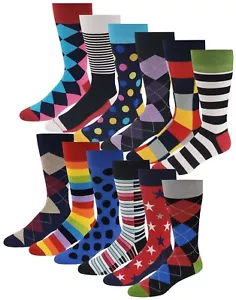 12 Paar bunte flippige Design Mode Premium Baumwolle Anzugsocken für Herren - Bild 1 von 7