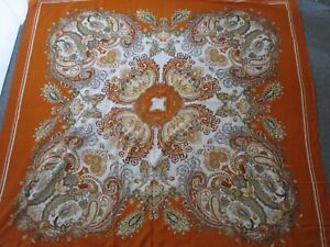 H&M - Orange with paisley print, large square scarf 130cm x 130cm
