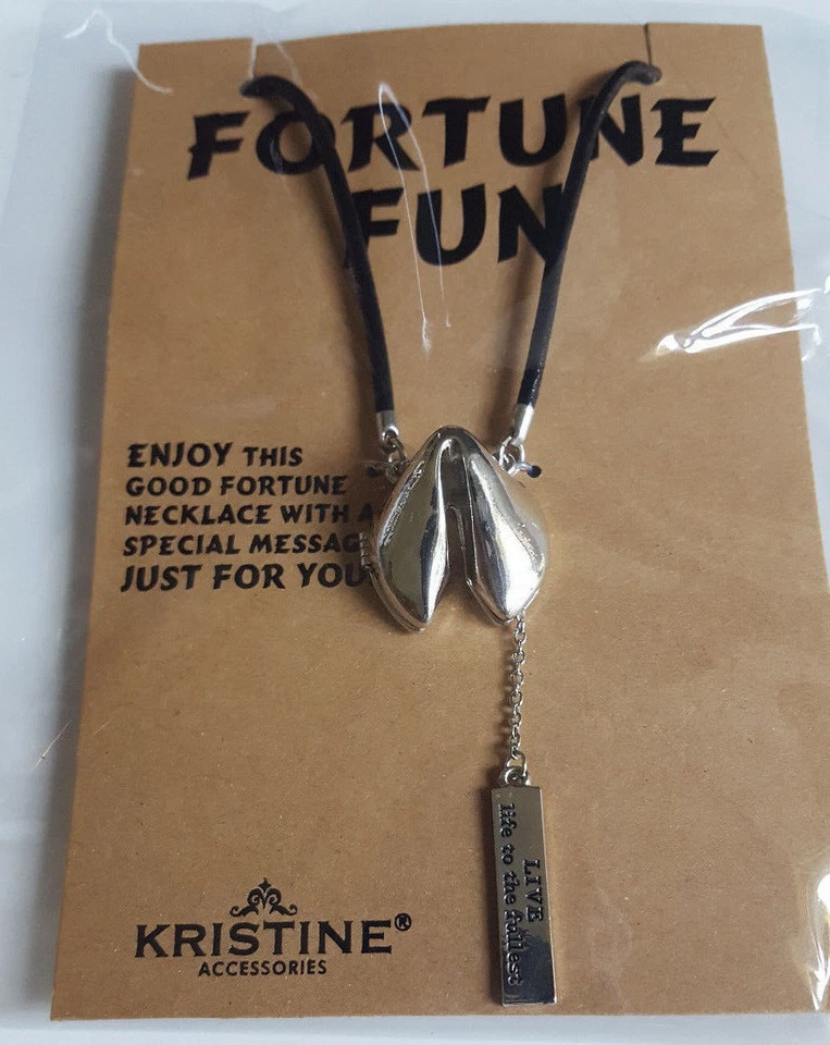 Fortune Cookie Necklace With Special Message Good Luck Locket Pendant Live Laugh