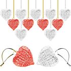24 Pieces Valentine's Heart Glass Ornaments Set Spun Hanging Ornaments Heart 