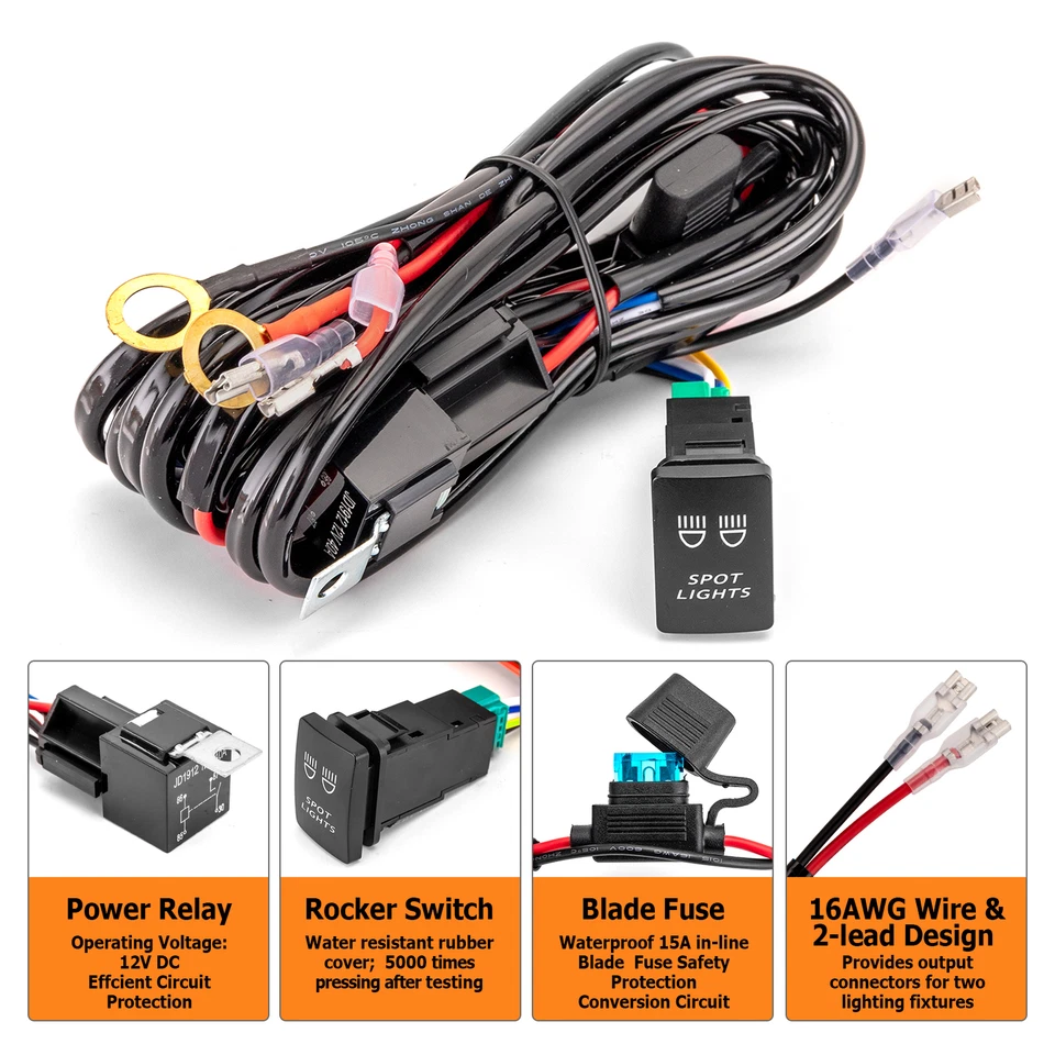 Kit de arnés de cableado interruptor botón pulsador barra de luz LED para 2024+ Tundra Highlander Foto 1 de 3