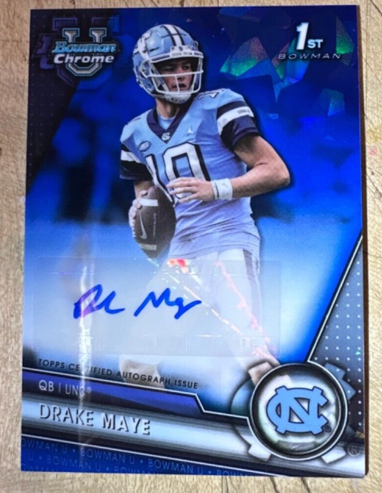 2023 Bowman Chrome U Sapphire Drake Maye Refractor Auto Rookie