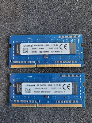 Kingston KNWMX1-ETB  8GB ram kit  1RX8 PC3L-12800S 1600MHZ SO DIMM Laptop Memory - Image 1 of 2