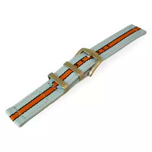 NATO Strap Uhrenarmband 20 mm  watch hellblau gestreift zweiteilig split 0460 - Bild 1 von 3