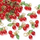 30x Glass Acrylic Cherry Charms Pendants For Diy Jewelry Making Supplies