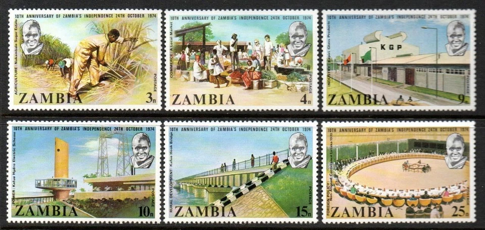 ZAMBIA MNH 1974 10º Aniversario de la Independencia Foto 1 de 1