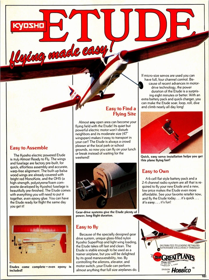 Kyosho Etude Electric RC Plane Print Ad Wall Art Decor ARF - Image 1 of 1