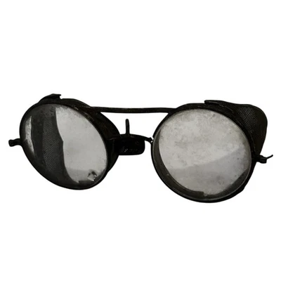 Gafas de seguridad redondas antiguas de metal para motocicleta EE. UU. vintage como están Foto 1 de 4