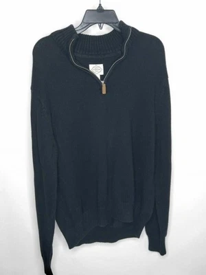 Suéter Pullover St. John's Bay Para Hombre Talla Grande L 1/4 Cremallera Negro Sólido  Foto 1 de 3