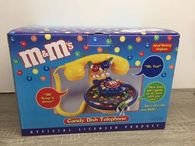 M&Ms Candy Dish Telephone Working Vintage Novelty Yellow Licensed Boxed Complete - Image 1 of 4