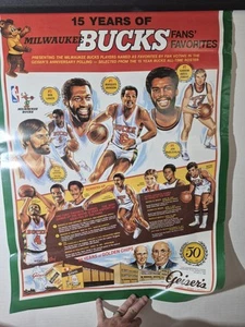 Póster vintage de Milwaukee Buck 15 años de favoritos de los fanáticos - Kareem Abdul Jabar - Imagen 1 de 6