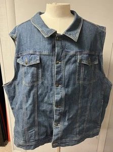 Mens LIBERTY BLUES Mens Jean Denim Vest Bikers Truckers Motorcycle Vest Size 5XL - Picture 1 of 3