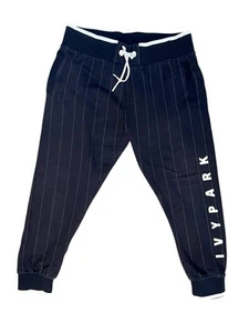 IVY PARK Joggers Sweatpants Women's Size Large Navy Blue Spell Out Logo Comfy - Picture 1 of 10