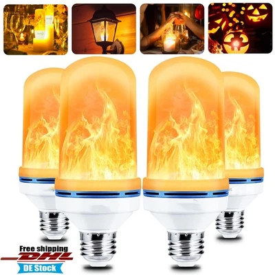 E27 96 LEDs Licht Fackel Feuer Lampe Flammen Effekt Glühbirne Flacker Birne 7W - Bild 1 von 4