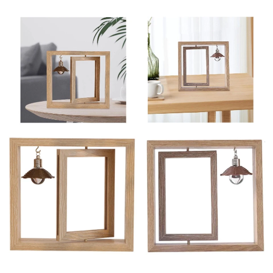 Rotating Picture Frame Home Decor School Horizontal Wood Vertical Rectangle - Image 1 of 1