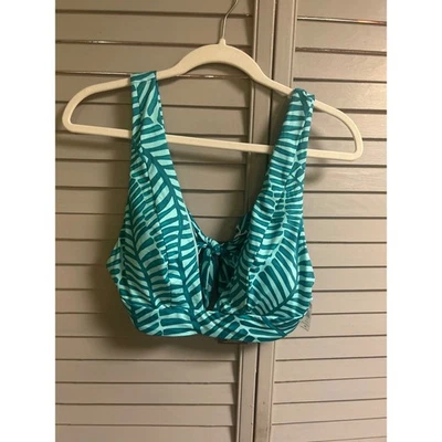 Купальник с витамином А Топ XXL Aqua Green Leaf Print Sustainable Swimwear - Изображение 1 из 4