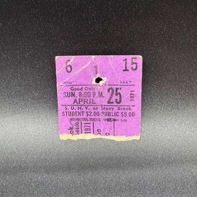 JETHRO TULL CONCERT TICKET STUB, APR 25 1971, SUNY STONY BROOK - Image 1 of 2