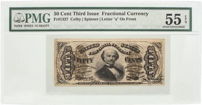 Fr-1327, 50c General Spinner, moneda fraccionaria de Estados Unidos, tercera emisión, PMG 55 EPQ Foto 1 de 4