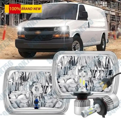 Fit for Chevy Express 1500 2500 3500 Cargo Van Pair 7x6 5x7 LED Headlights Hi/Lo — 第 1/4 张图片