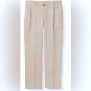 Chaps Chino Khaki Pants Adjustable Waist Pleated Boys 20 Wrinkle Free 100 Cotton - Picture 1 of 6