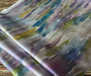 VOYAGE Fabric Remnant "Azriel" in Indigo 53 x 144cm Abstract Watercolour Satin - Picture 1 of 9