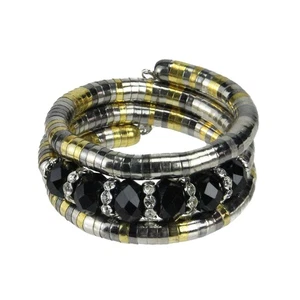 Dezember Diamanten silber/goldfarben schwarz Modeschmuck Stretch Schlangenarmband - Bild 1 von 3