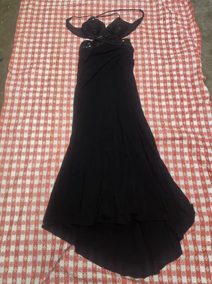 Masquerade Black Dress Women's Size 7/8 Open Back Sequin Top Spaghetti Strap - Изображение 1 из 4