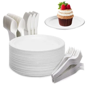 Einweggeschirr Set 200 Stück, Pappteller Biologisch abbaubares zum Geburtstag... - Bild 1 von 8