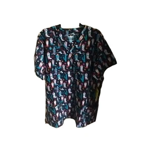 Black Revel Cowboy Boots  Spurs Scrub Top New  Choice  XL Pocket - Picture 1 of 5