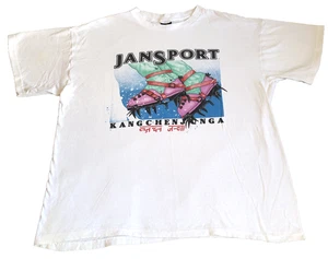 Vintage Jansport Herren XL T-Shirt weiß Kangchenjunga Schnee Eisklettern Baumwolle 90er - Bild 1 von 14