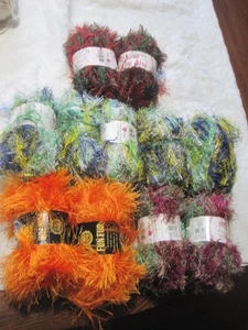 Eyelash Yarn  MODA DEA Jai Alai Lot of 9  Skeins + 2-Lion Brand Fun Fur Skeins - Picture 1 of 16