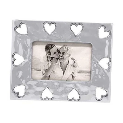 Marco Corazón Abierto Borde 4X6 | Plateado | Brillante | Marcos | Foto Decorativa  Foto 1 de 4