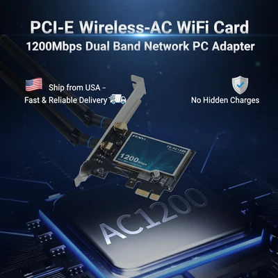 Desktop Gaming PCIe WiFi Bluetooth Card Dual Band Wireless PCI-E Network Adapter - Image 1 of 4