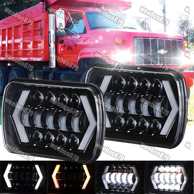 Par de faros LED 5x7" 7x6" Hi/Lo para Chevy C6500 Kodiak 1997-2009 Foto 1 de 4