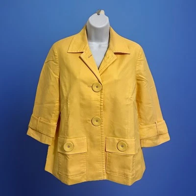 Blazer para mujer Coldwater Creek talla 8 amarillo mostaza botones grandes retro informal. Foto 1 de 4