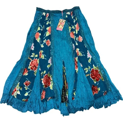East Floral Velvet Skirt Size 16 Viscose Silk Blend Embroidered - Image 1 of 4