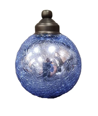 蓝色裂纹玻璃凝视地球球花园草坪装饰 6 英寸 — 第 1/4 张图片