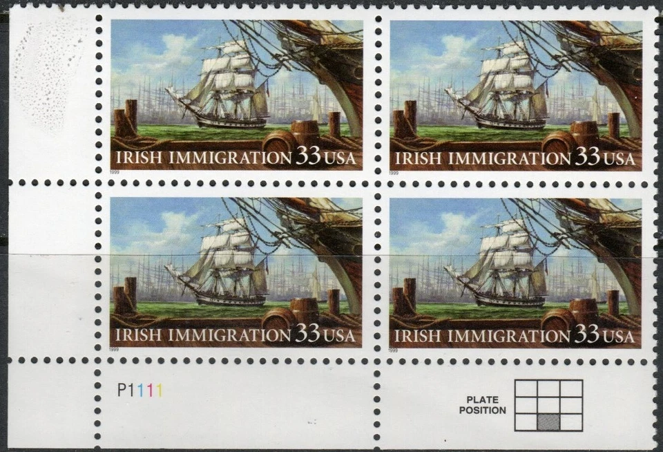 US Scott #3286, Plate block of 4, "Irish Immigration", MNH - Image 1 of 1