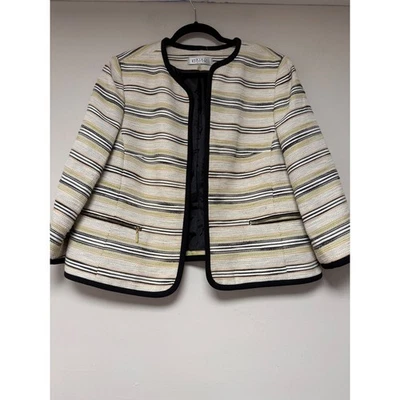 Chaqueta Blazer Kasper Rayas Para Mujer Talla 18 Negro Blanco Dorado Melocotón Foto 1 de 4