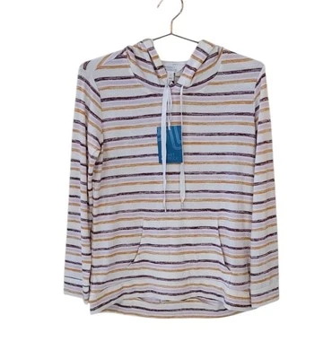 New MARKET & SPRUCE M Multicolor Perine Pocket Striped Knit Hoodie Women - Image 1 of 4
