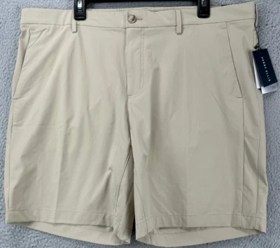 Shorts Perry Ellis Masculino 40X8 Bege Nylon Mescla Performance Tech Frente Plana NOVO - Imagem 1 de 4