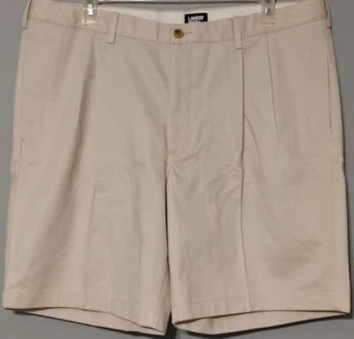 Pantalones Cortos de Vestido Lands' End Para Hombre 42 Ajuste Tradicional 100% Algodón Beige Plisado Frontal Foto 1 de 4