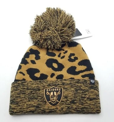'47 Marca LAS VEGAS RAIDERS Roseta Puño Tejido Mujer Invierno Pom Gorro Nuevo con Etiquetas Foto 1 de 4