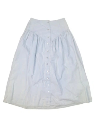 Falda Vintage You Babes Para Mujer 7 Azul Botón Volantes Frontales Maxi Algodón Hecha en EE. UU. Foto 1 de 4