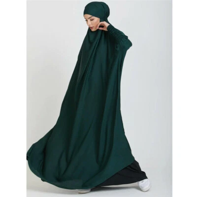 Vestido de oración Khimar de una pieza para mujer Abaya túnica musulmana vestido de ramadán árabe Foto 1 de 4