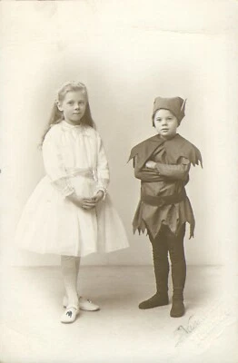 RPPC Children Postcard Fancy Dress Dorothy (6) & Marjorie (5) c1908 Antique. N - Image 1 of 2