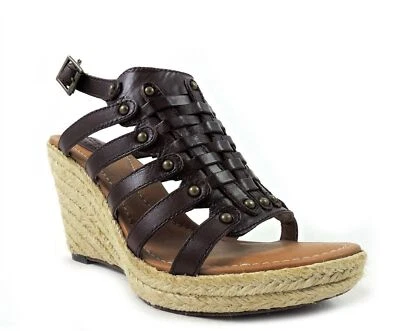 Fossil Women's Cassidy Woven Sand Wedge Sandals Brown Leather Size 6 M - Image 1 of 4