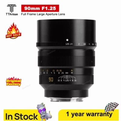 TTArtisan 90mm F1.25 Full Frame Large Aperture Lens for Sony/Canon/Nikon/Fuji/ L - Image 1 of 4