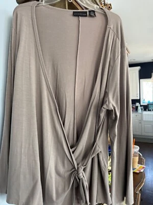 Attention tan Wrap Style Long Sleeve Stretch Blouse Size2x - Image 1 of 4